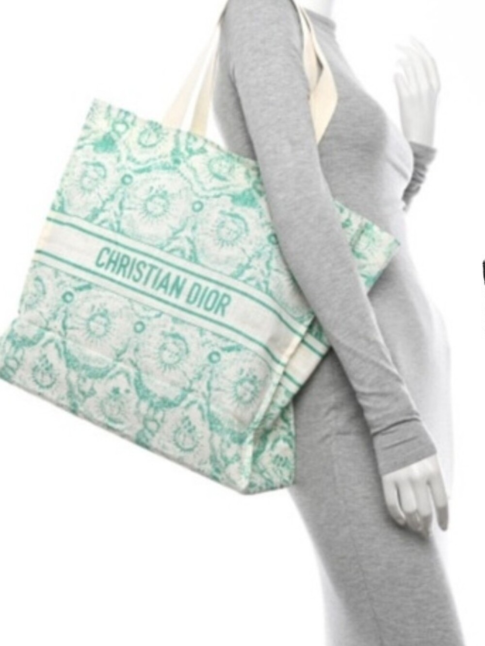 Christian Dior GWP Canvas Tote – Turquoise Toile de Jouy – New